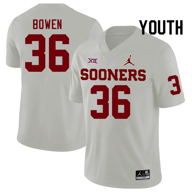 Youth #36 Eli Bowen Oklahoma Sooners College Football Jerseys Stitched-White